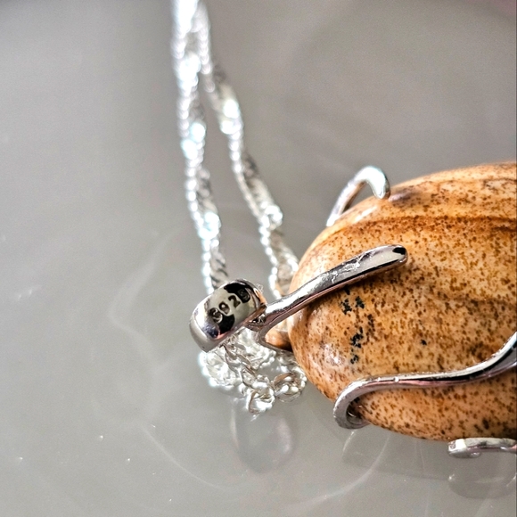 Silver Leaf Jasper Pendant Necklace - Picture 5 of 6